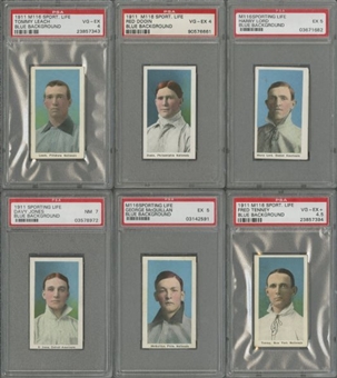 1910-11 M116 Sporting Life "Blue Background" Graded Collection (10 Different) Including Bresnahan